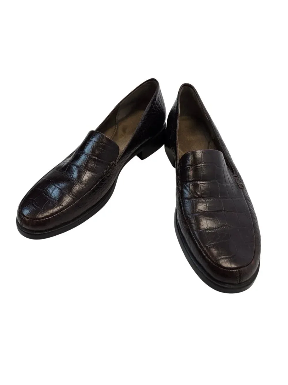Aerosoles Wish List Leather Crocodile Embossed Loafer Shoes Size 9M
